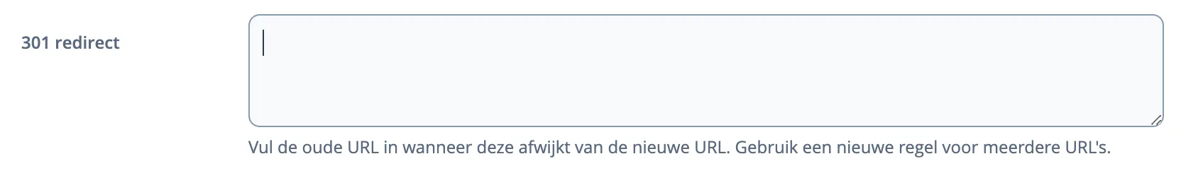 Invoerveld voor 301-redirects