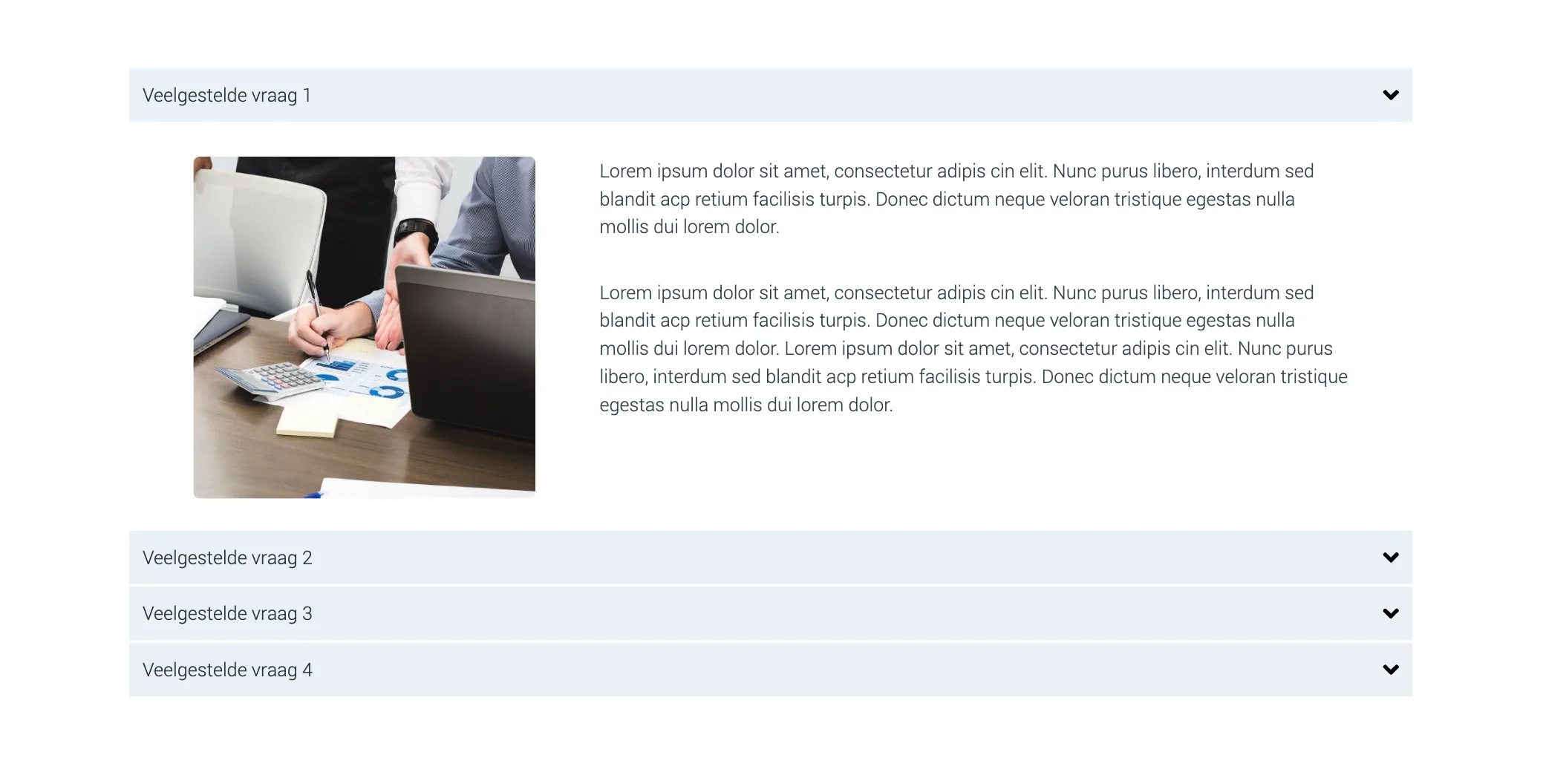 FAQ accordion voorbeeld in Mach3BlocksPLTest