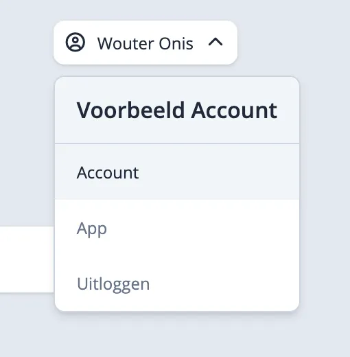 Account menu opengeklapt