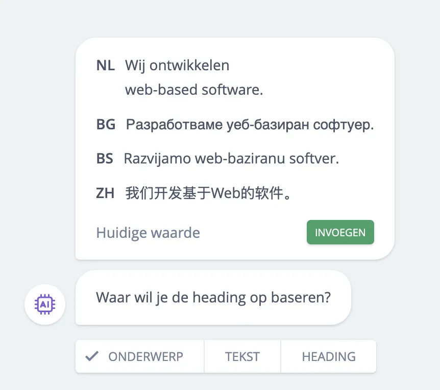 Heading vertaald naar meerdere talen