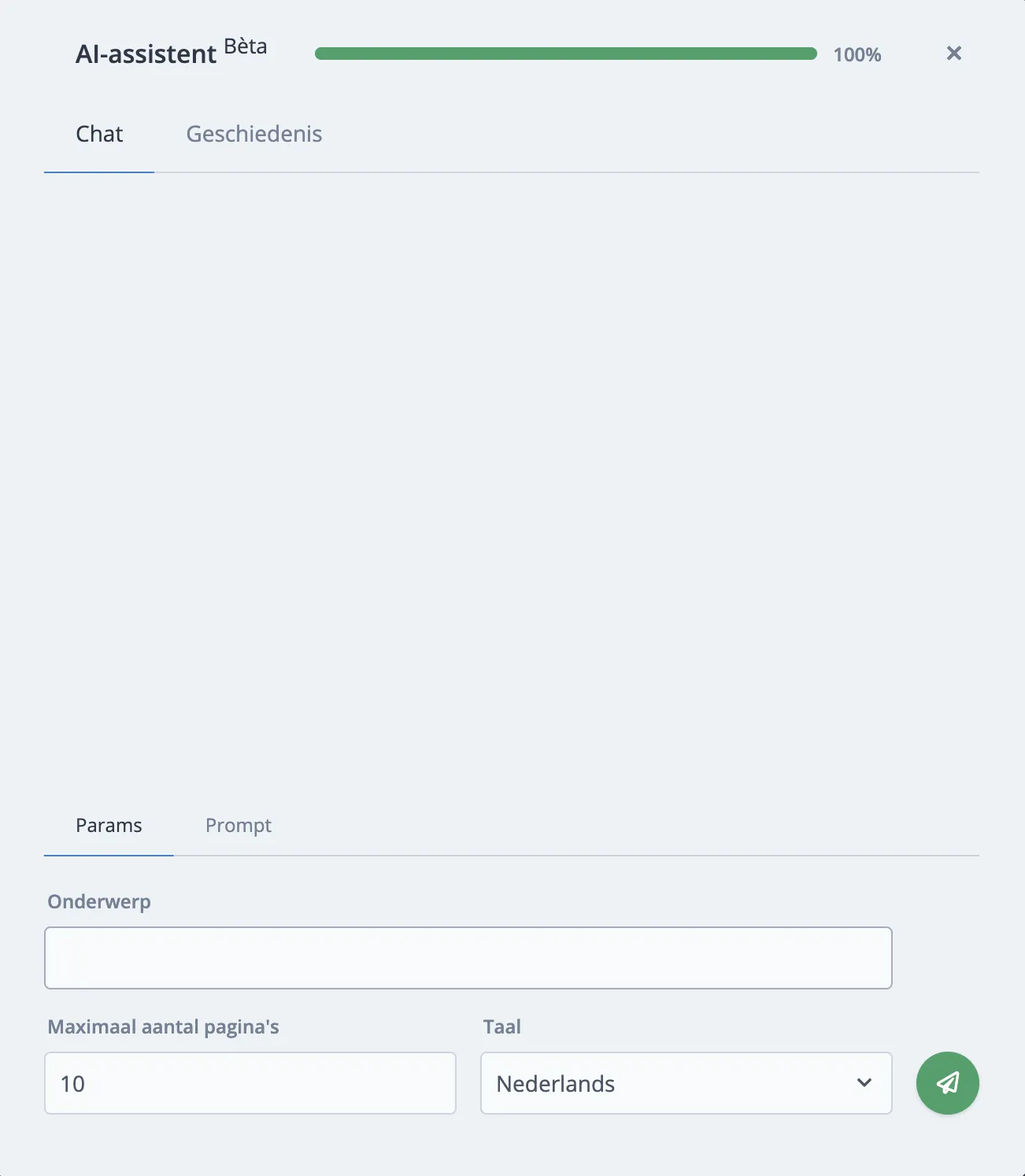 AI-assistent met onderwerp invoerveld