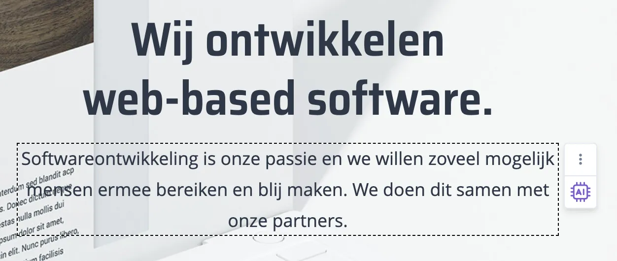 AI-icoon naast een tekstelement