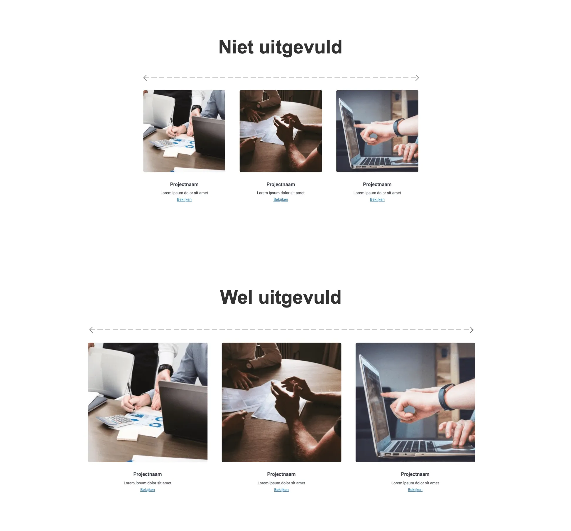 Resultaat van horizontaal uitgevuld blok