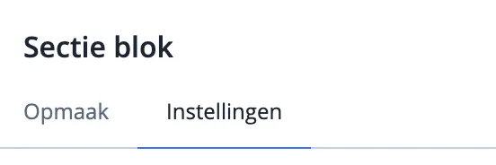 Blok instellingen tabblad