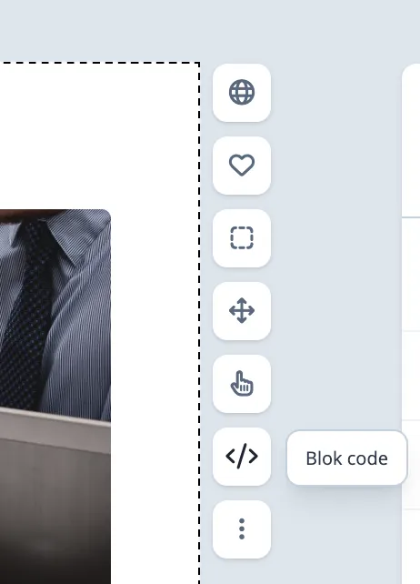 Code-knop in het blokmenu