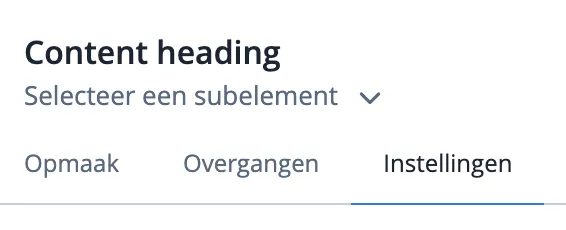 Tabblad instellingen in het opmaakmenu