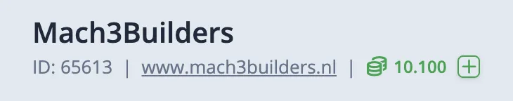 Credits kopen via het plus-icoon in het website-overzicht