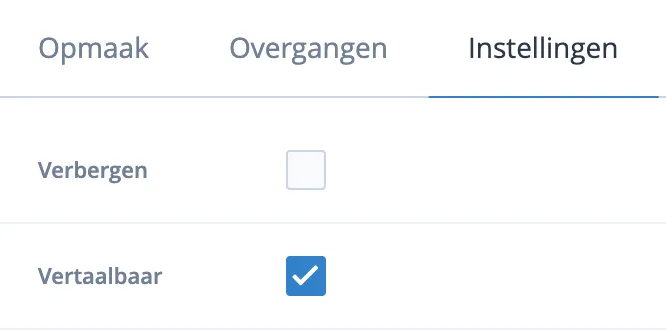 Vertaalbaar optie aanvinken