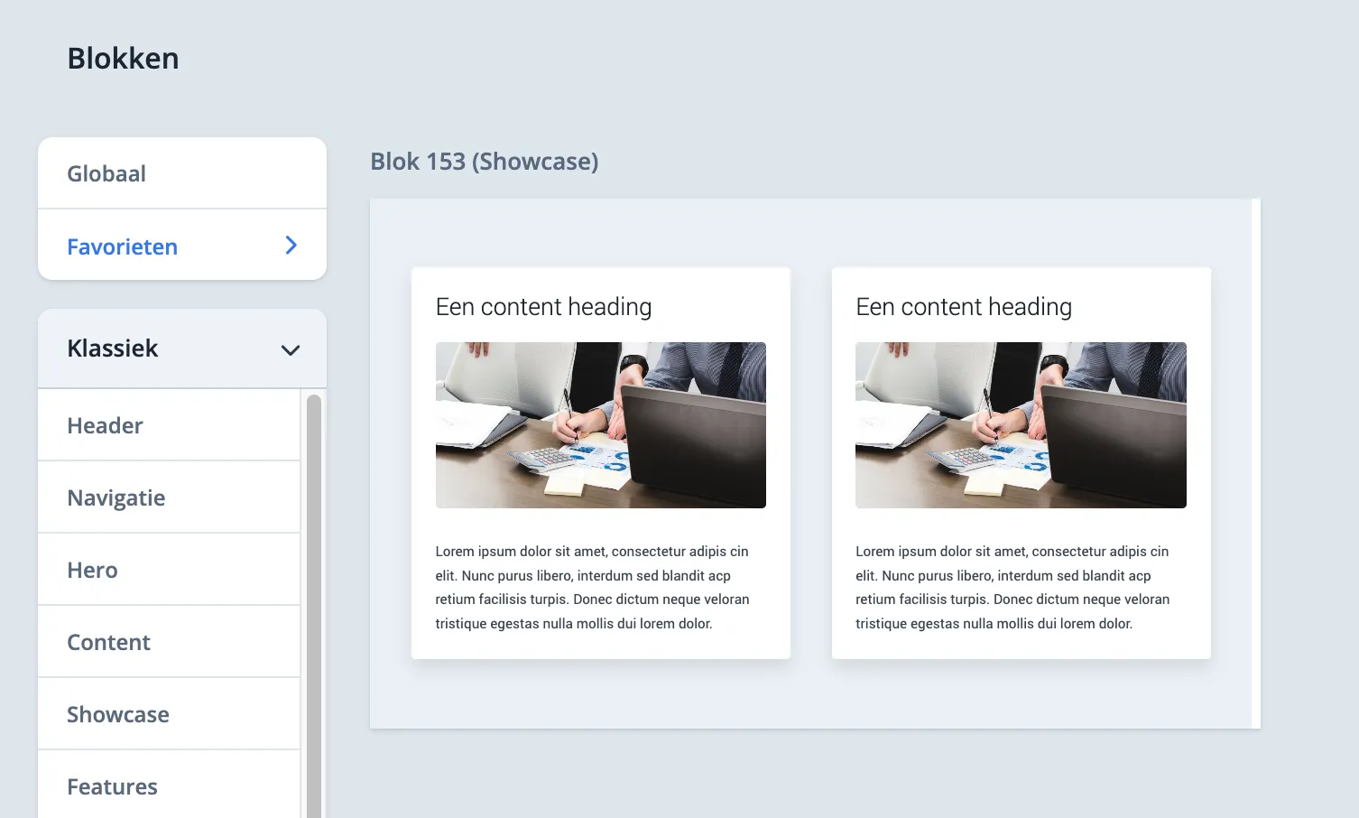 Favorieten in blokkenoverzicht