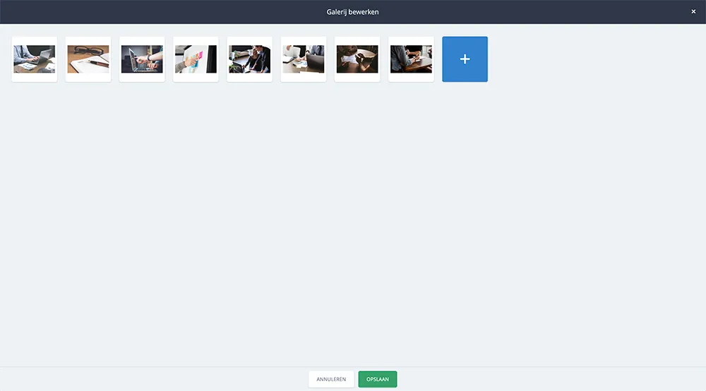 Galerij afbeeldingen toevoegen scherm