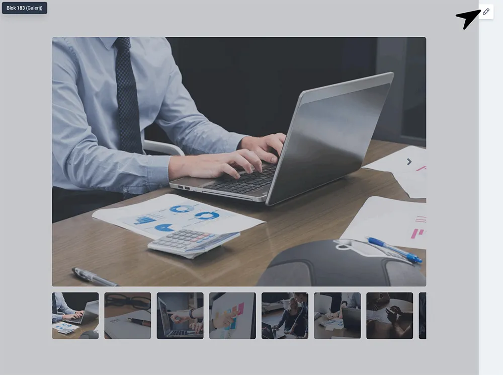 Galerij blok activeren met potlood icoon
