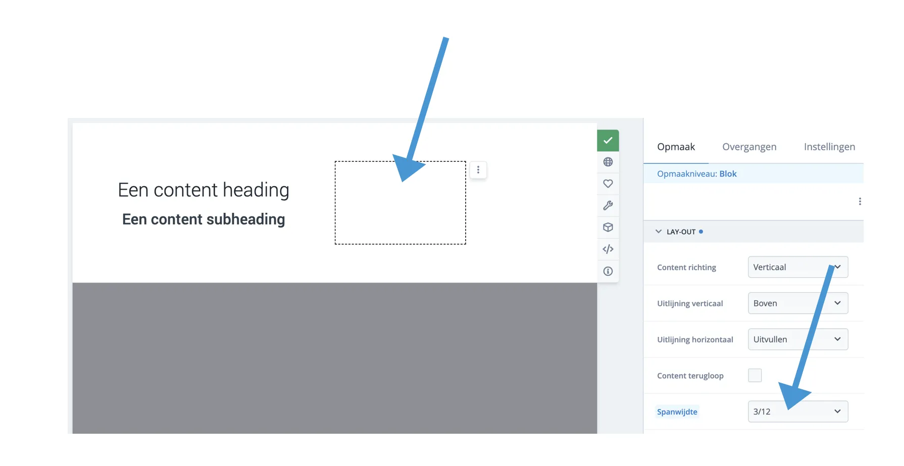 Kolom spanwijdte aangepast
