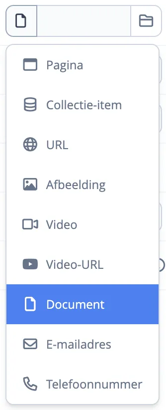 Linktype document selecteren