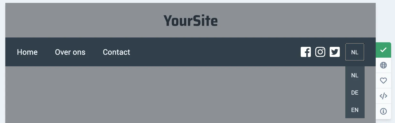 Meertalige menubalk op de website