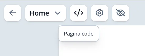 Pagina-code optie in het bovenmenu
