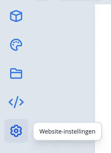Menu links met website-instellingen optie