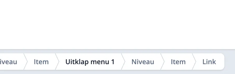 Uitklapmenu niveau 1 selecteren in breadcrumb