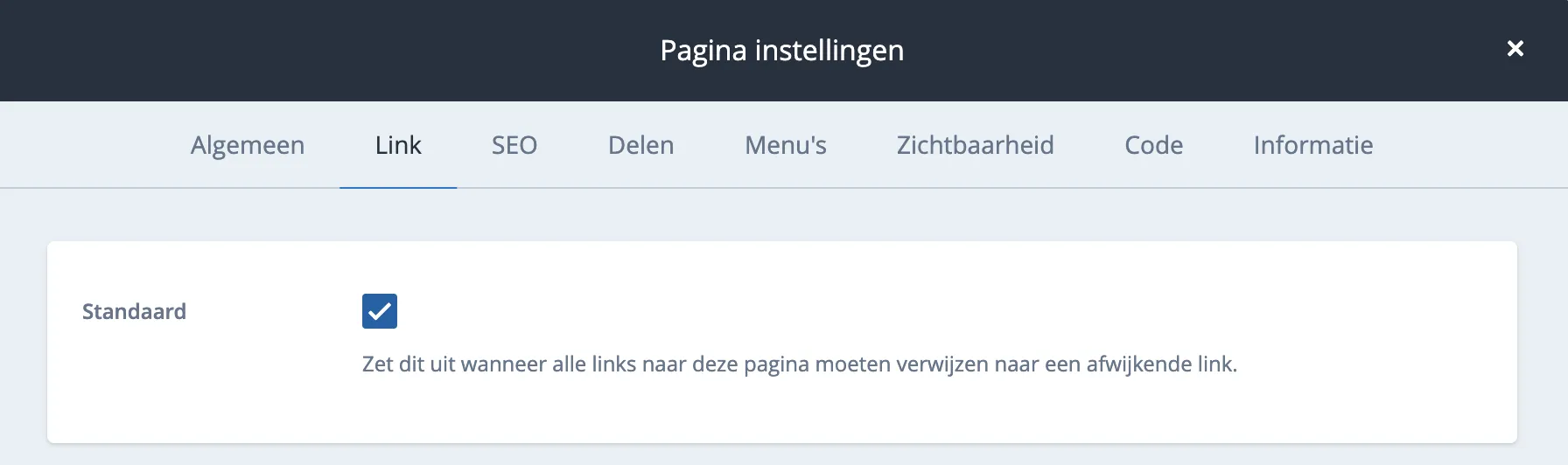 Standaard optie uitvinken