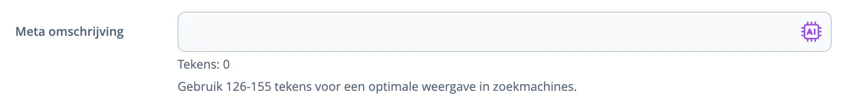 Invoerveld voor de meta-omschrijving