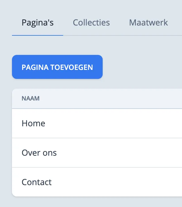 Pagina aanmaken scherm