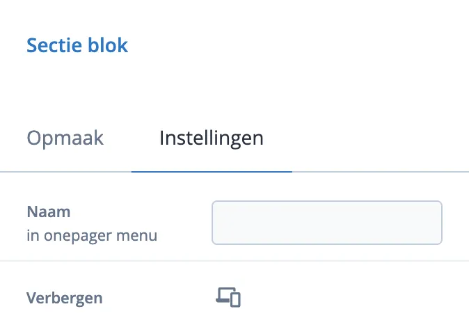 Verbergen instelling in blokinstellingen