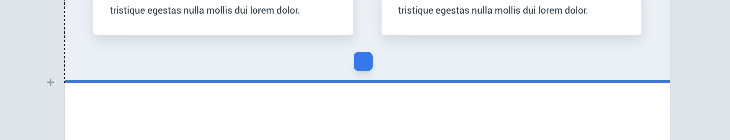 Blauwe positioneringslijnen op de pagina