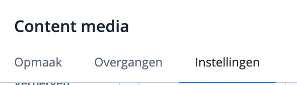 Tabblad instellingen in het opmaakmenu