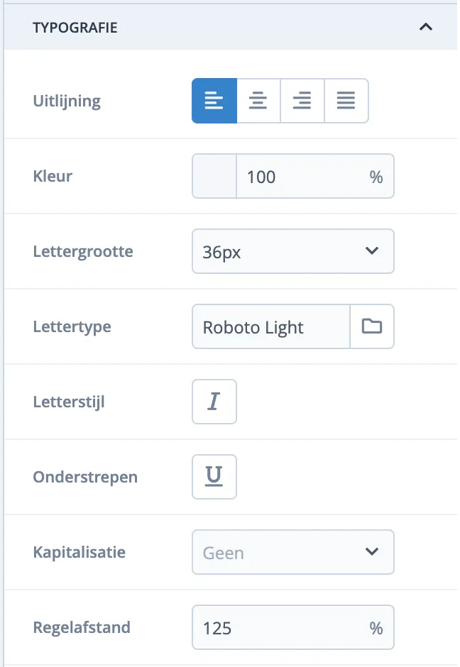 Tekstopmaak via opmaakbalk rechts