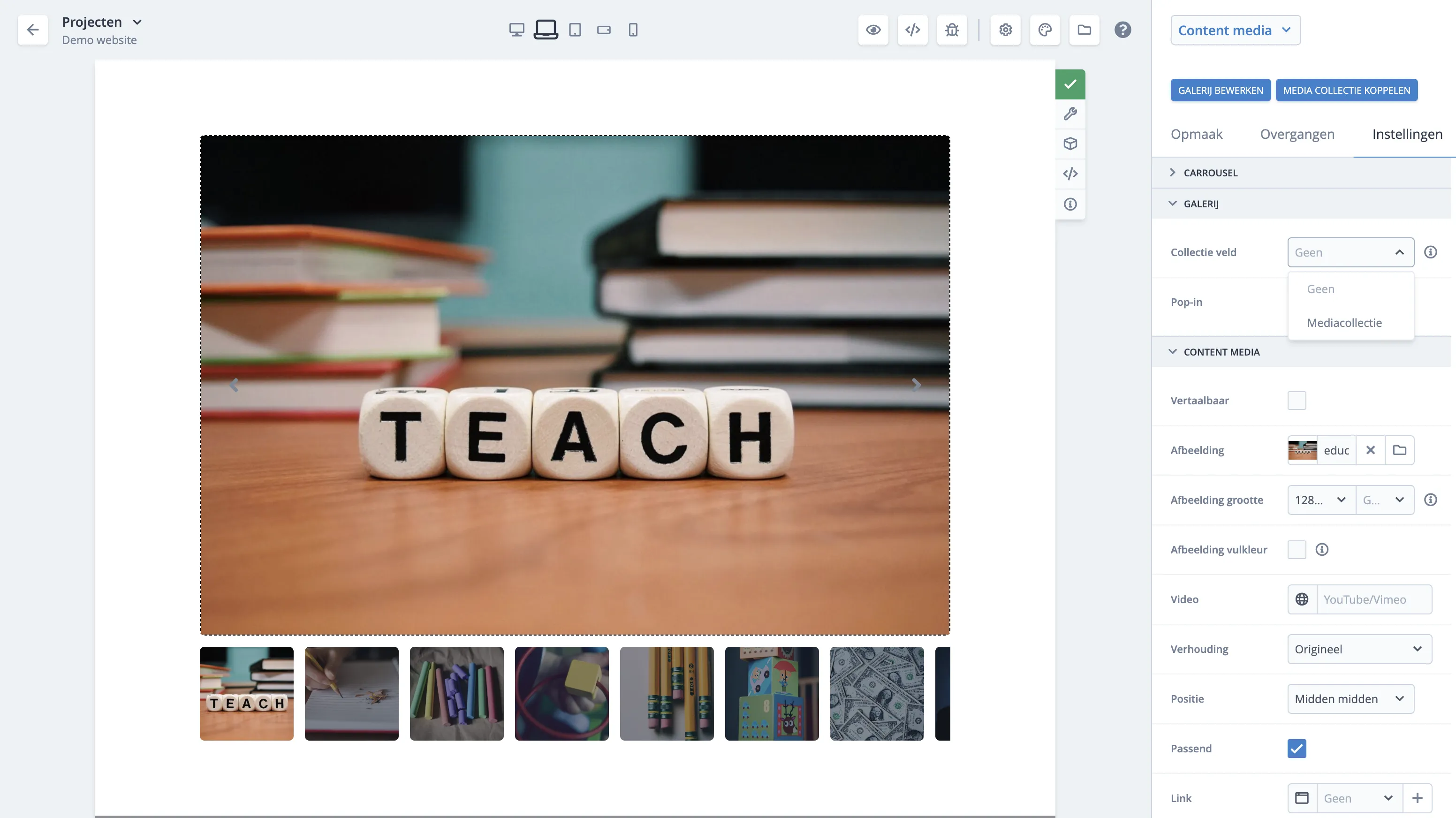 Collectieveld koppelen aan galerij