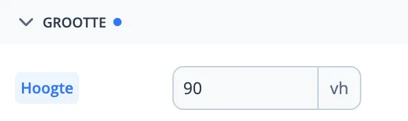 Unit grootte VH 90 procent ingesteld