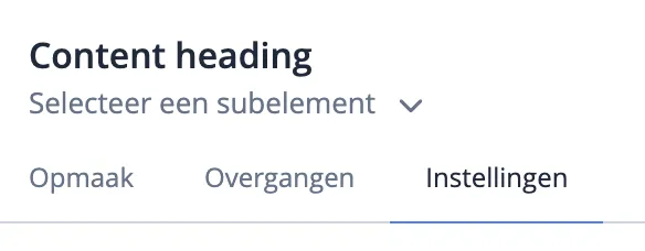 Tabblad instellingen in opmaakmenu